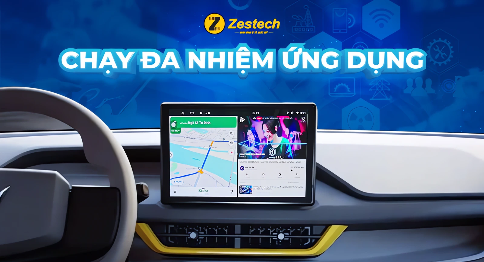 MHU Android Zestech ZT3 cho màn hình zin VinFast VF3 – lắp đặt tại Auto365