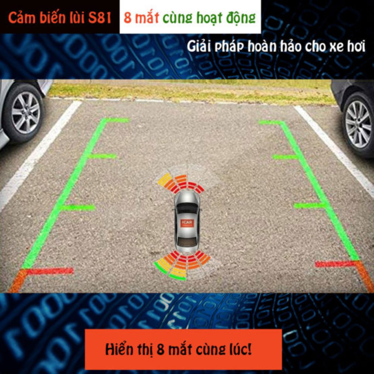 Cảm biến tiến lùi 8 mắt hỗ trợ đỗ xe ICar Parking S81 - Hình 1