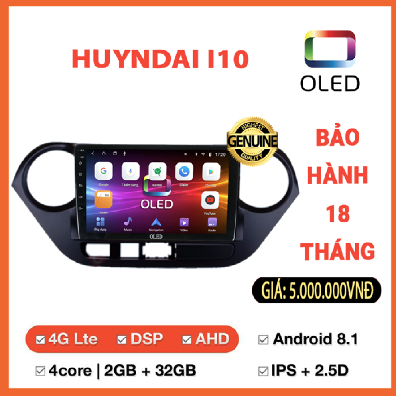 Màn hình Oled Hyundai I10 - Hình 1