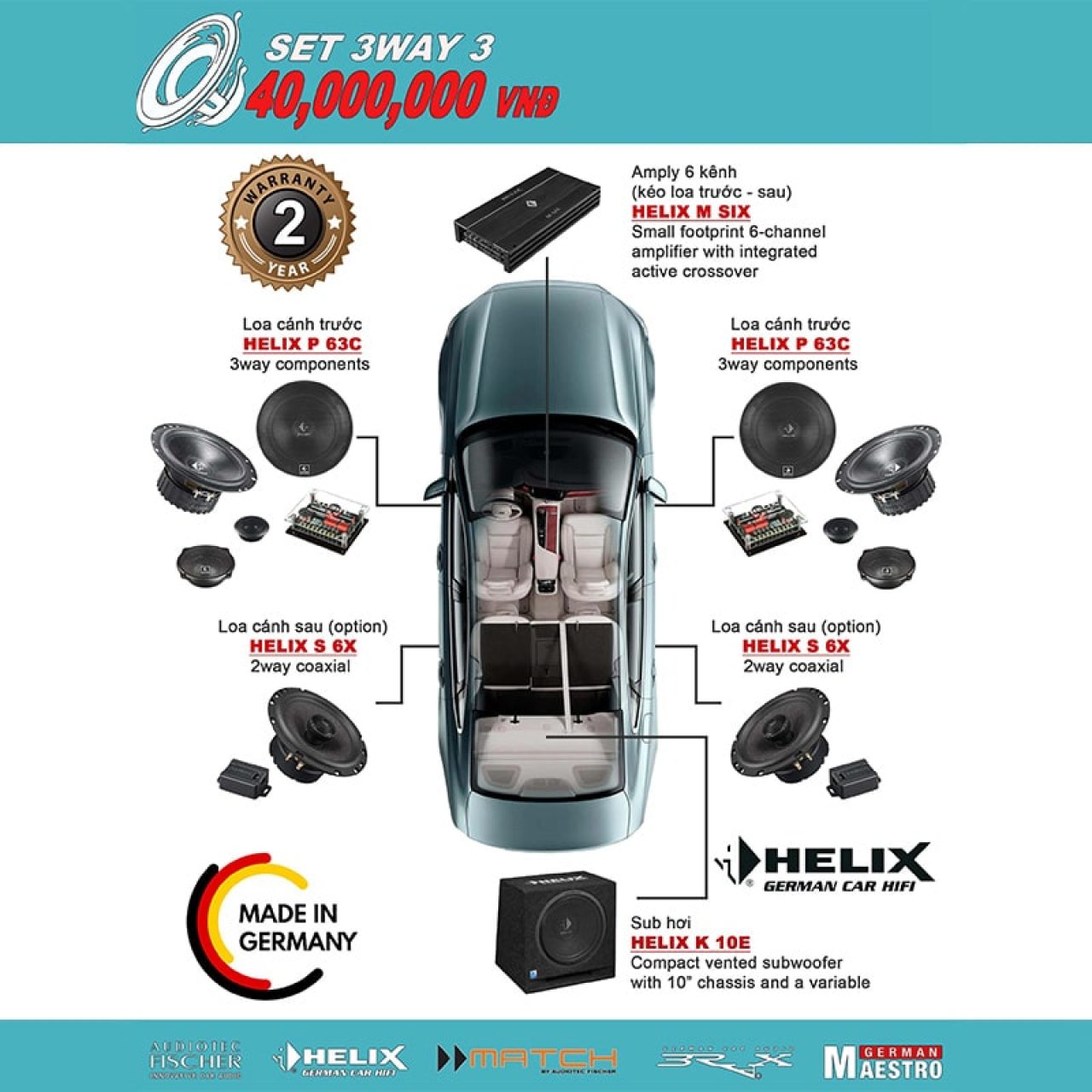 CẤU HÌNH SET ÂM THANH 3WAY 3 HELIX MADE IN GERMANY - Hình 1