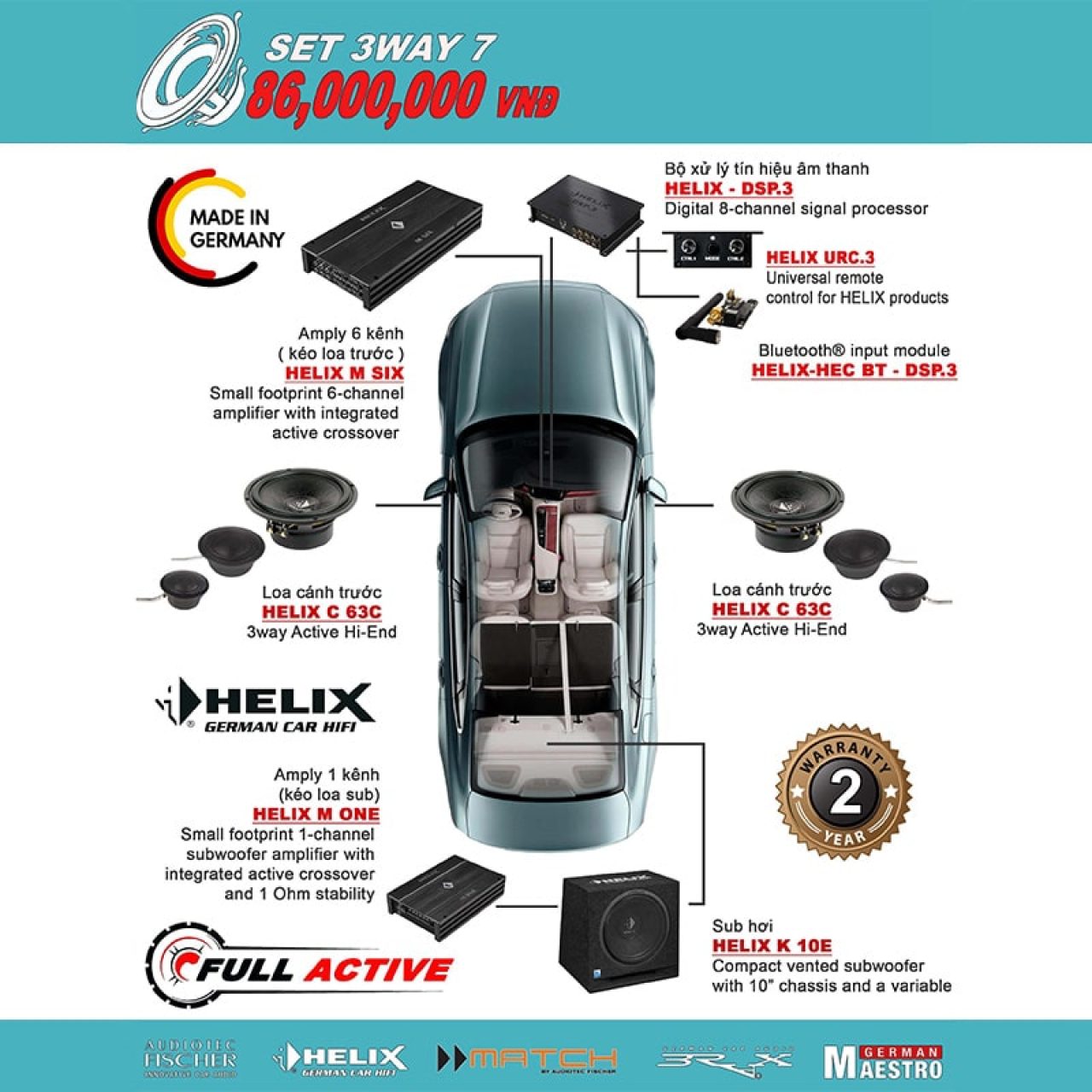 CẤU HÌNH SET ÂM THANH 3WAY 7 HELIX MADE IN GERMANY - Hình 1