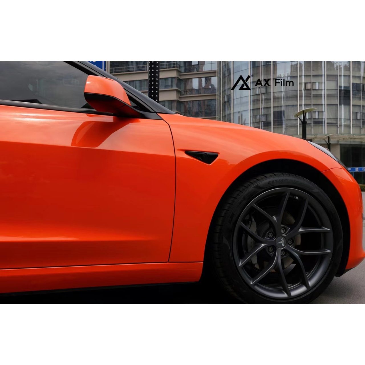 AX WRAP FILM ULTRA GLOSS ORANGE - CAM SIÊU BÓNG TESLA MODEL 3 - Hình 4