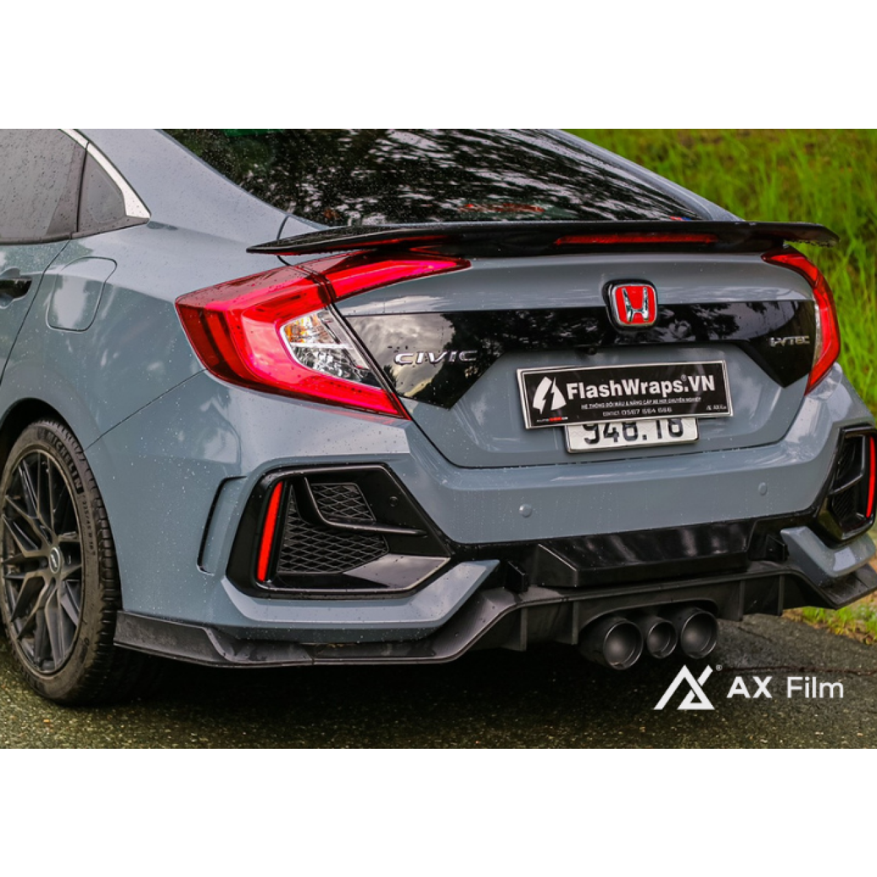 AX WRAP FILM GLOSS LIGHT CEMENT GRAY – XI MĂNG SÁNG BÓNG - HONDA CIVIC - Hình 3