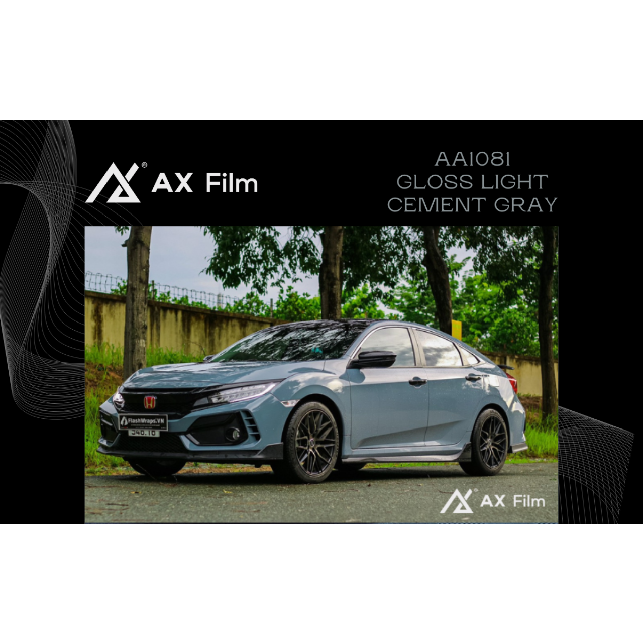 AX WRAP FILM GLOSS LIGHT CEMENT GRAY – XI MĂNG SÁNG BÓNG - HONDA CIVIC - Hình 1