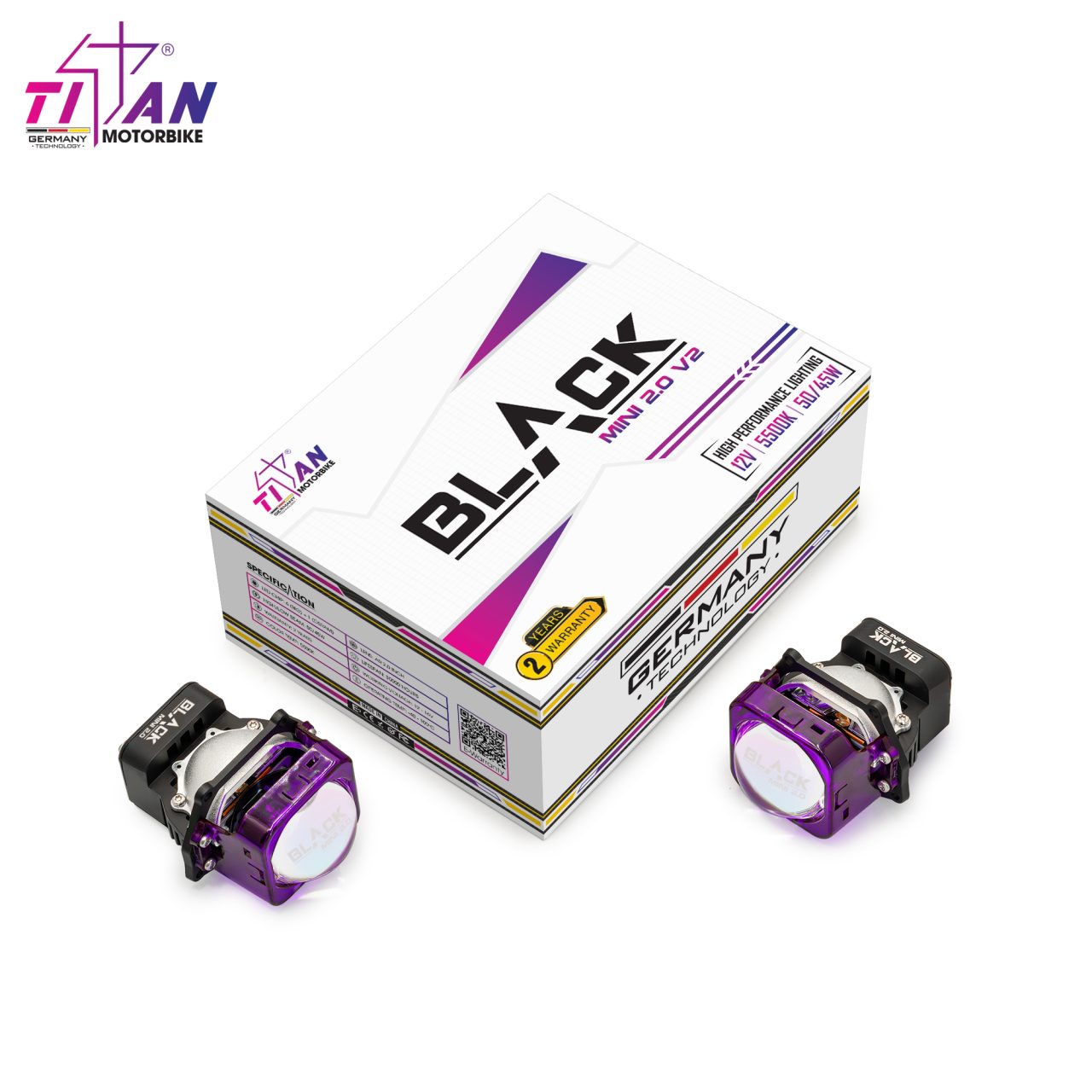 BI LED TITAN MOTO BLACK MINI 2.0 VERSION 2 SQUARE - Hình 1