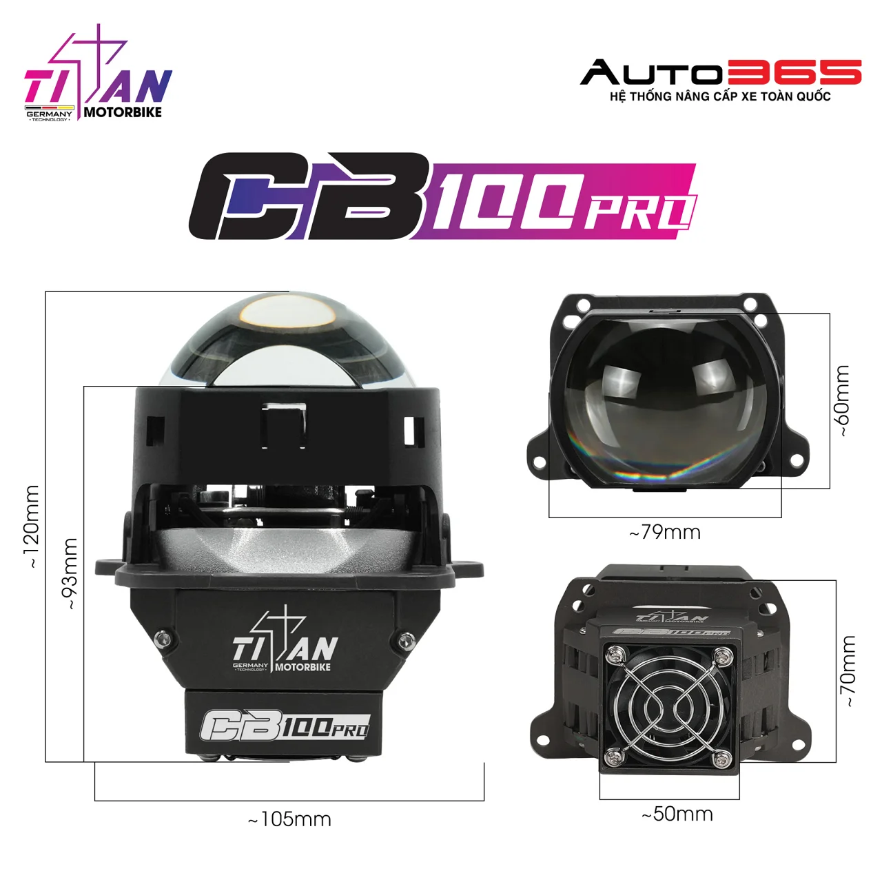 Bi LED Titan Moto CB100 Pro Square - Hình 6