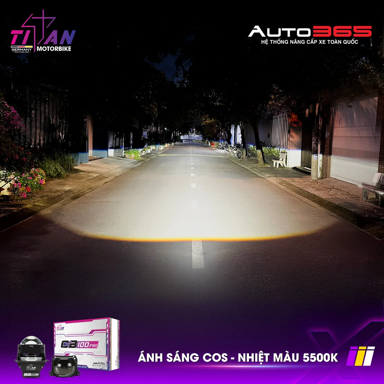 Bi LED Titan Moto CB100 Pro Square - Hình 7