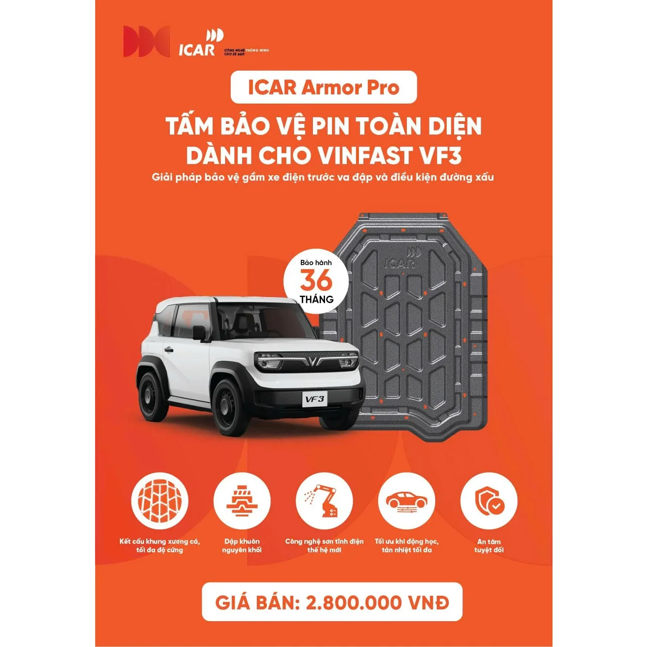 Tấm Bảo Vệ Pin ICAR Armor Pro Cho VinFast VF3 - Hình 1