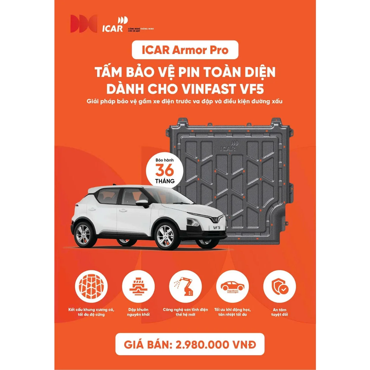 Tấm Bảo Vệ Pin ICAR Armor Pro Cho VinFast VF5 - Hình 1