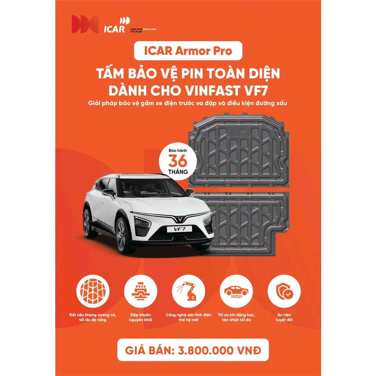 Tấm Bảo Vệ Pin ICAR Armor Pro Cho VinFast VF7 - Hình 1