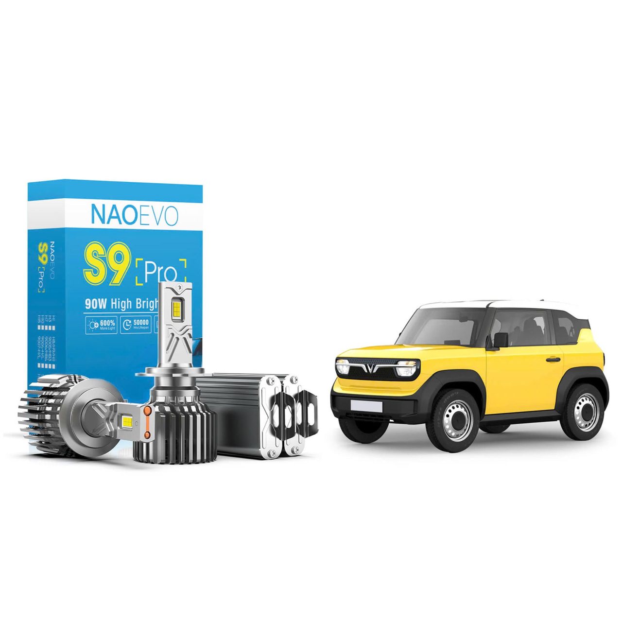 BÓNG LED VINFAST VF3: NAOEVO S9 PRO CHÂN H7 - Hình 1