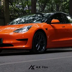 AX WRAP FILM ULTRA GLOSS ORANGE - CAM SIÊU BÓNG TESLA MODEL 3 - Ảnh nhỏ 5