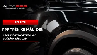 PPF trên xe màu đen: kiểm tra vết nghi kéo keo dưới ánh sáng xiên