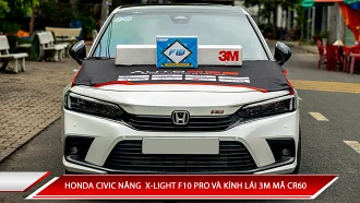 HONDA CIVIC NÂNG CẤP BI GẦM X-LIGHT F10 PRO 3 NHIỆT MÀU VÀ PHIM CÁCH NHIỆT 3M KÍNH LÁI CR60