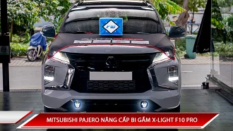 MITSUBISHI PAJERO NÂNG CẤP BI GẦM X-LIGHT F10 PRO 3 NHIỆT MÀU