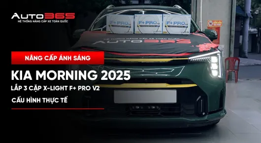 Kia Morning 2025 GT-Line lắp 3 cặp Bi LED X-Light F+ Pro V2: cấu hình thực tế 