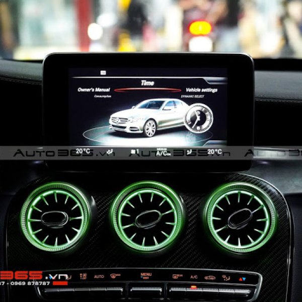 NÂNG CẤP CỬA GIÓ ĐIỀU HÒA TURBIN CHO MERCEDES C300 - LED ĐỔI MÀU