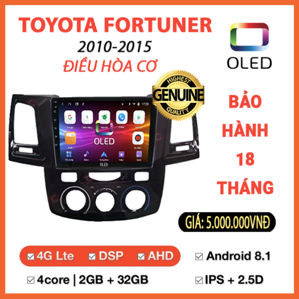 Màn hình Oled Toyota Fortuner 2010-2015 điều cơ hoà
