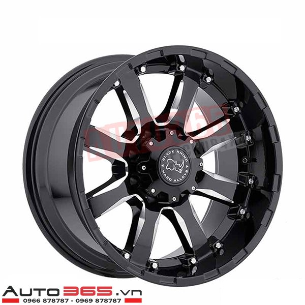 MÂM XE BÁN TẢI BLACKRHINO SIERRA GLOSS BLACK WITH MILLED SPOKES SIZE 20