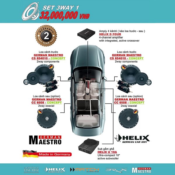 CẤU HÌNH SET ÂM THANH 3WAY 1 HELIX MADE IN GERMANY