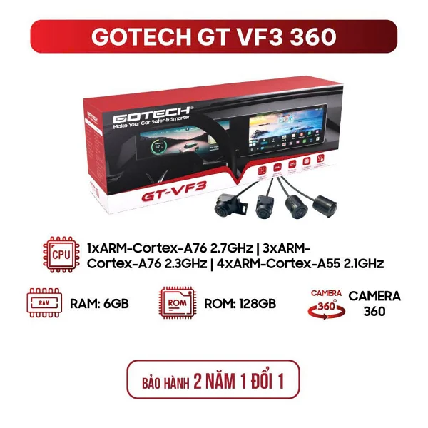 Màn hình ô tô thông minh Gotech GT VF3 360