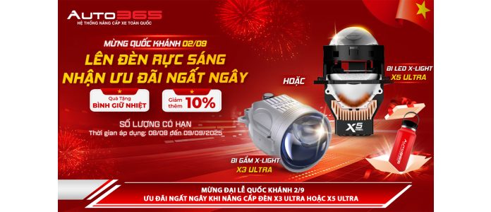 Mừng đại lễ Quốc Khánh 2/9 - ưu đãi ngất ngây khi nâng cấp đèn X3 Ultra hoặc X5 Ultra
