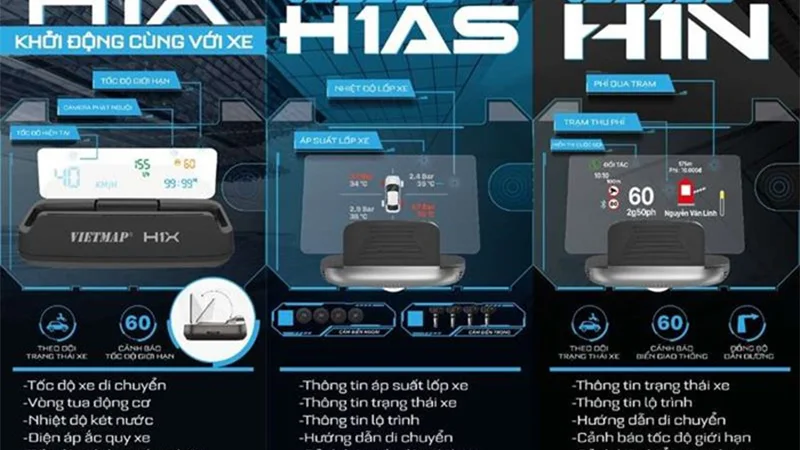 Đánh giá và So sánh bộ 3 HUD H1X, H1N, H1AS của Vietmap