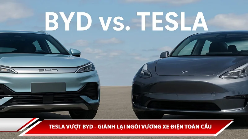 Tesla vượt BYD - giành lại ngôi vương xe điện toàn cầu