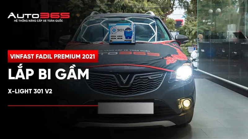 VinFast Fadil Premium 2021 lắp bi gầm X-Light 301 V2