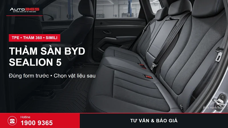 Thảm lót sàn BYD Sealion 5 giá bao nhiêu? Nên chọn TPE, 360 hay simili?