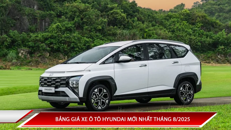 Bảng giá xe ô tô Hyundai mới nhất tháng 8/2025