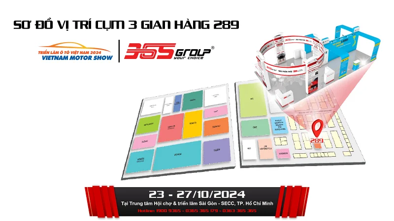 SƠ ĐỒ HƯỚNG DẪN ĐẾN CỤM 3 GIAN HÀNG 365GROUP TẠI TRIỂN LÃM VIETNAM MOTOR SHOW 2024