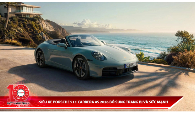 Siêu xe Porches 911 Carrera 4S 2026 bổ sung trang bị và sức mạnh