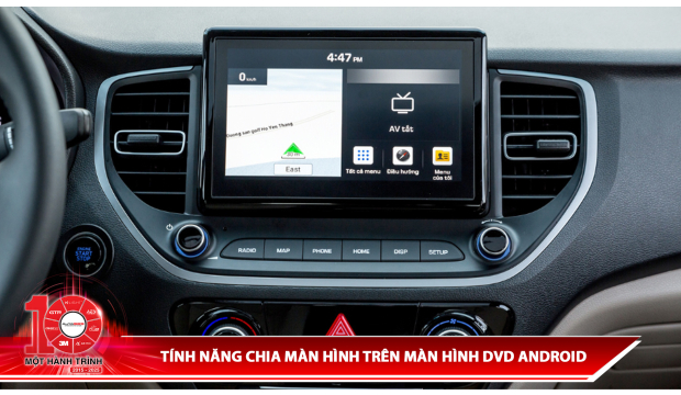 Tính năng chia đôi trên màn hình DVD Android