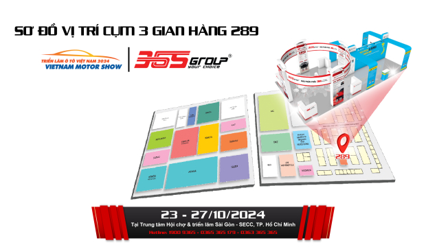 SƠ ĐỒ HƯỚNG DẪN ĐẾN CỤM 3 GIAN HÀNG 365GROUP TẠI TRIỂN LÃM VIETNAM MOTOR SHOW 2024