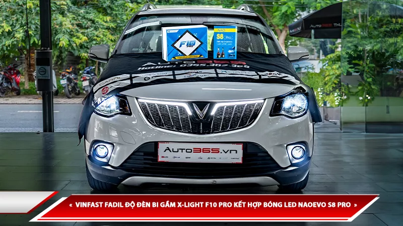 VINFAST FADIL ĐỘ ĐÈN BI GẦM X-LIGHT F10 PRO KẾT HỢP BÓNG LED NAOEVO S8 PRO