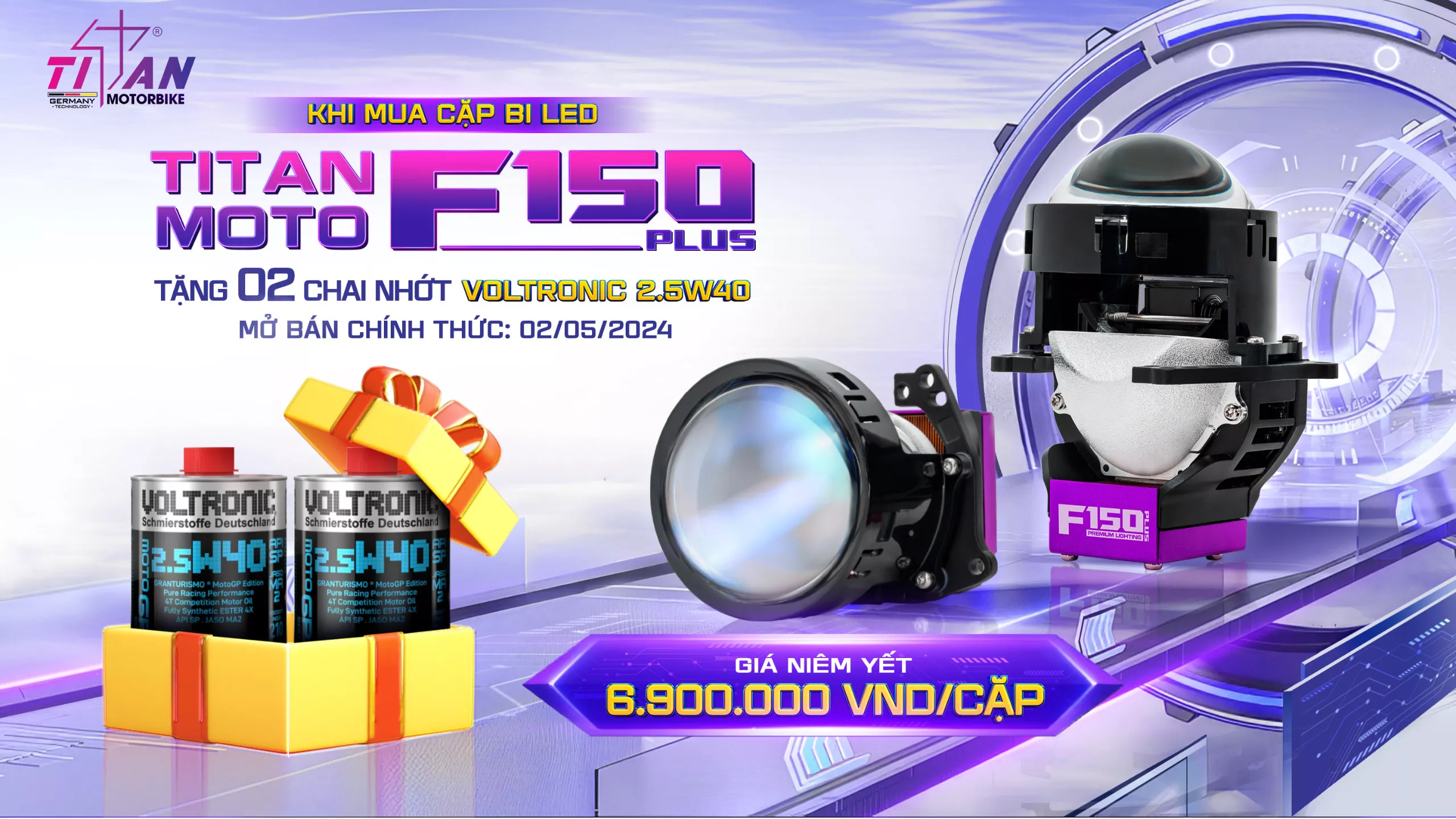 MỞ BÁN SIÊU PHẨM MỚI CHO XE MÁY - BI LED TITAN MOTO F150 PLUS