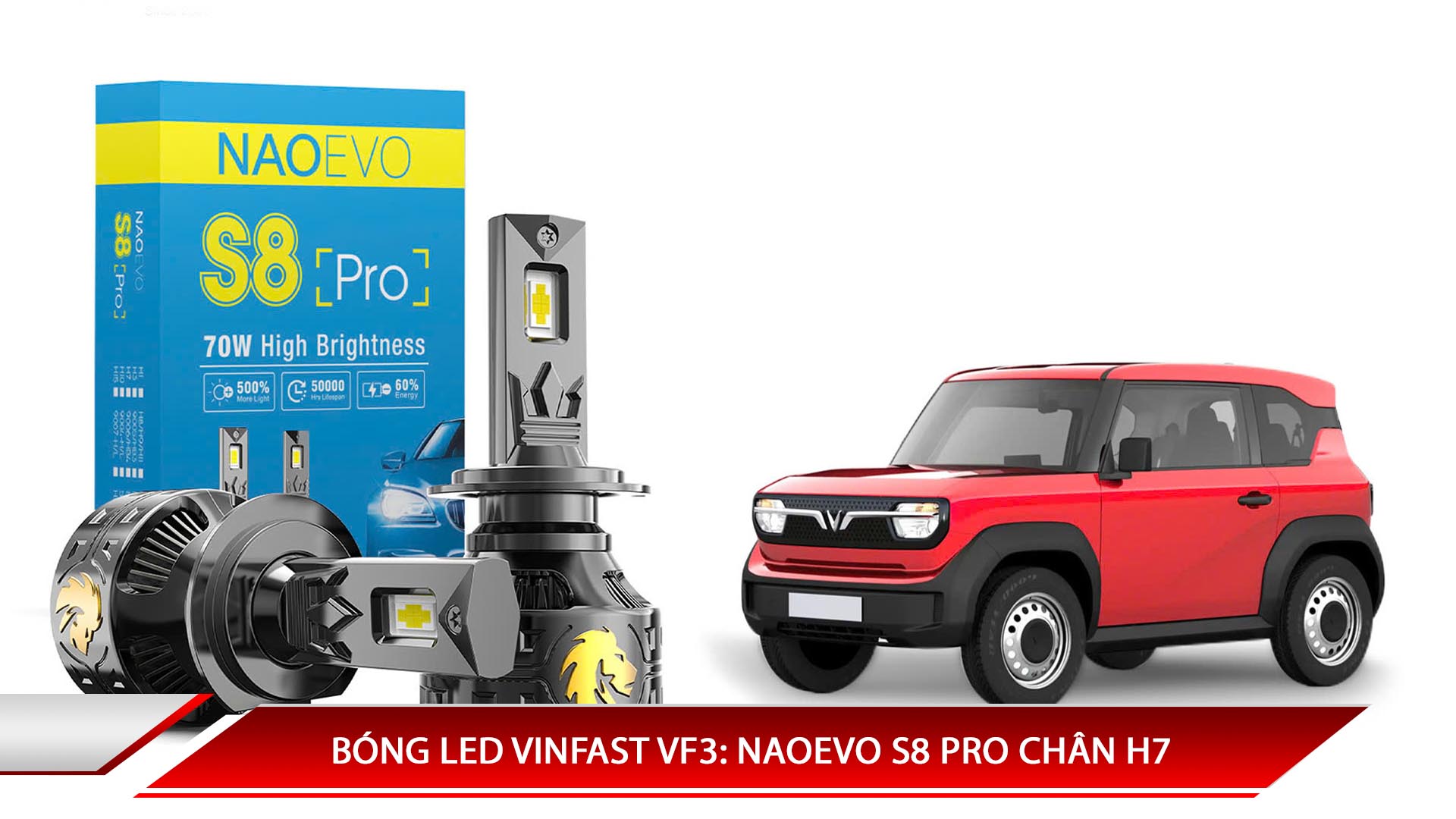 BÓNG LED VINFAST VF3: NAOEVO S8 PRO CHÂN H7