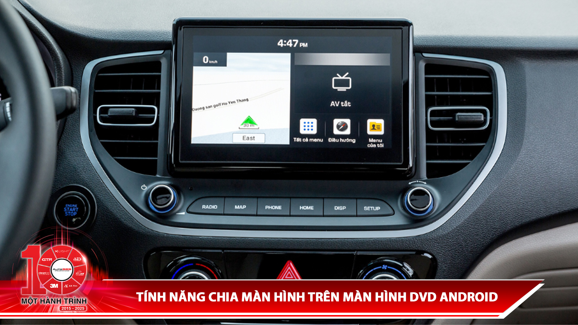 Tính năng chia đôi trên màn hình DVD Android