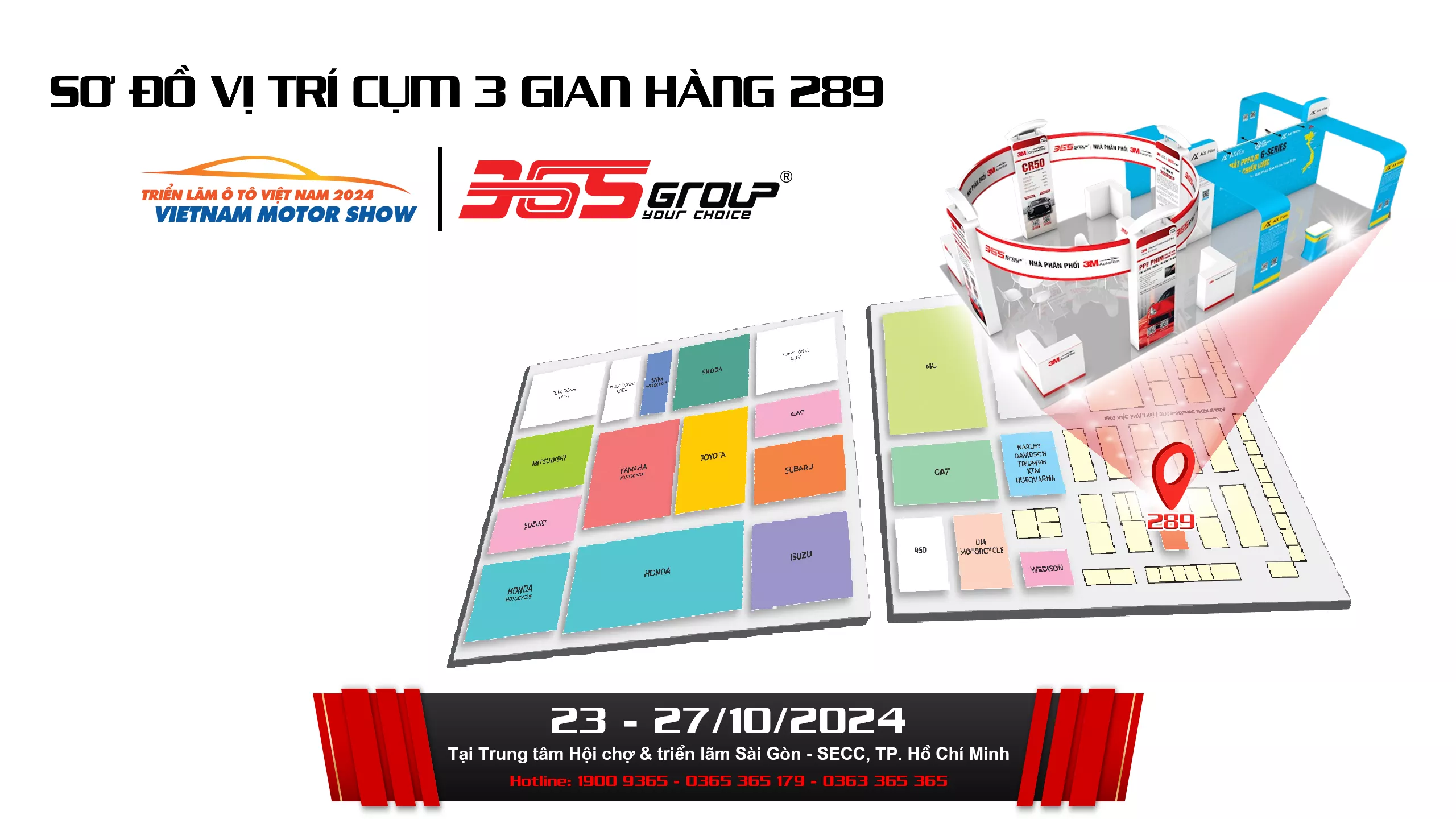 SƠ ĐỒ HƯỚNG DẪN ĐẾN CỤM 3 GIAN HÀNG 365GROUP TẠI TRIỂN LÃM VIETNAM MOTOR SHOW 2024