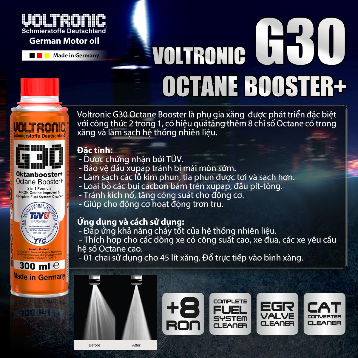Voltronic G30 Octane Booster là phụ gia xăng